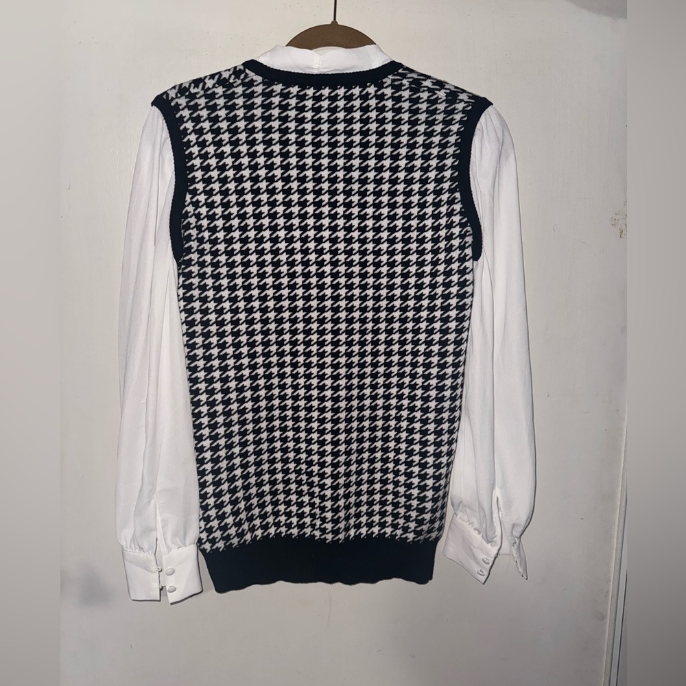 Adrianna Papell Houndstooth Blouse with Tie Neck - Picture 4 of 5